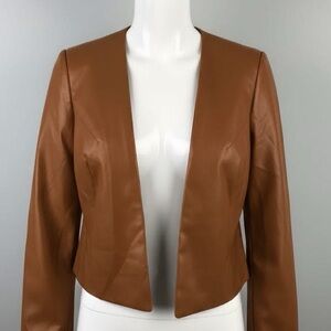 Allegra K Brown Faux Leather Jacket